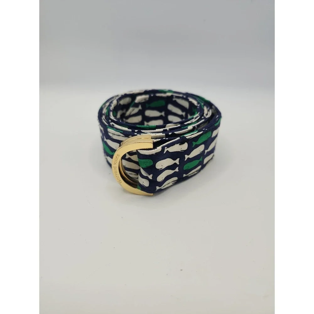 New Vineyard Vines Logo Womens  Silk D-Ring Belt 1.5